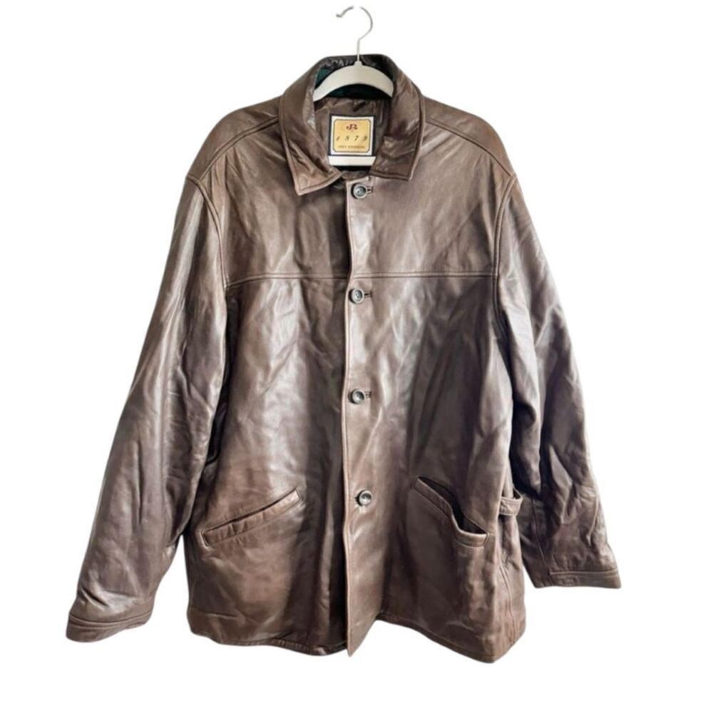 Joey Rodolfo Genuine Leather Jacket Mens Size Large Brown Wool Blend Winter‎